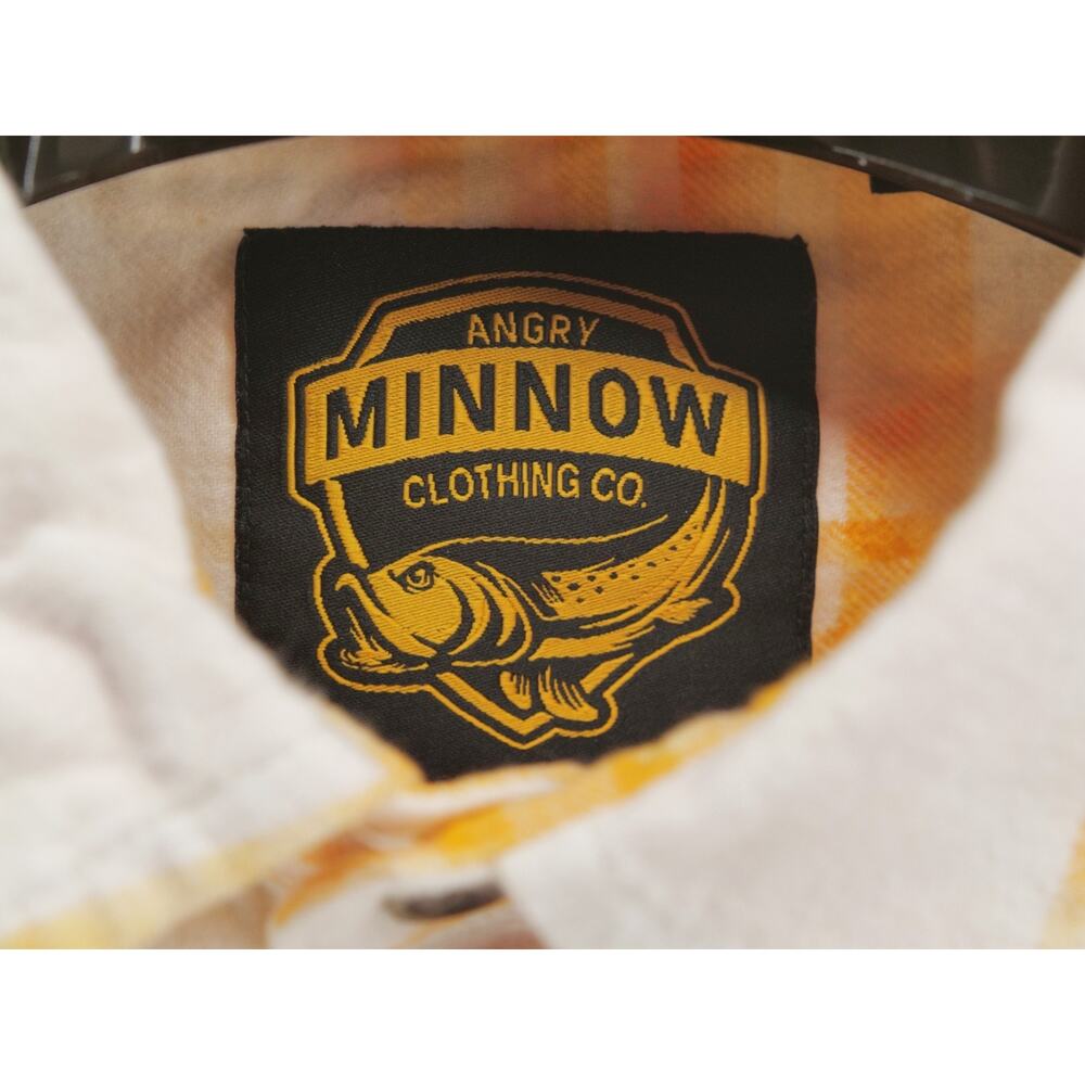 NWT Angry Minnow Clothing Co Shirt Mens Large Flannel Yellow Plaid Lemons Vodka - Picture 5 of 11